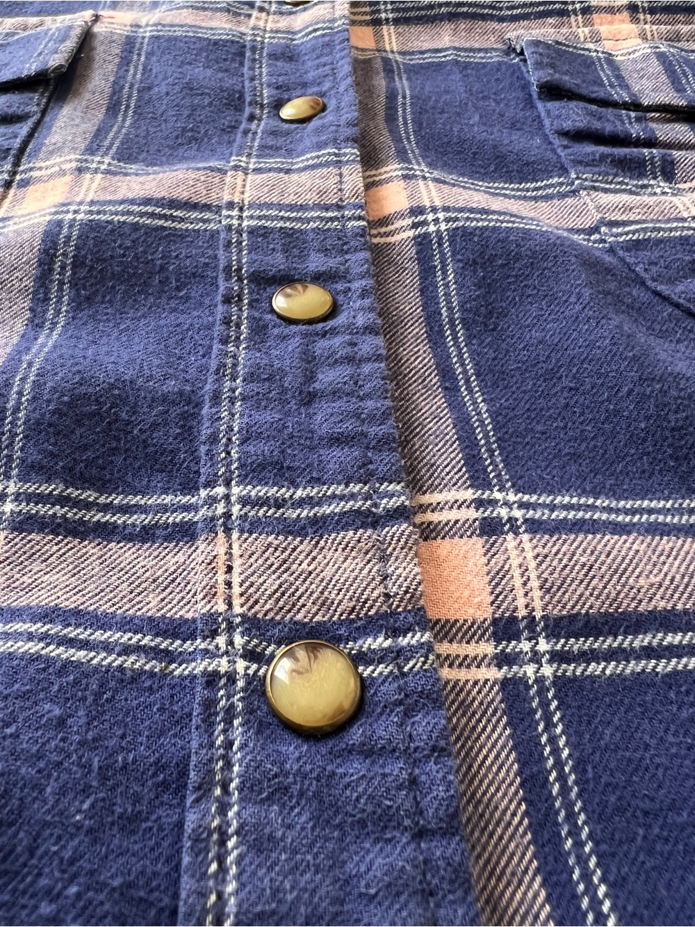 Jachs Girlfriend XL Blue Pink Plaid Western Snap Shirt Cotton Stretch Flannel - Picture 8 of 15